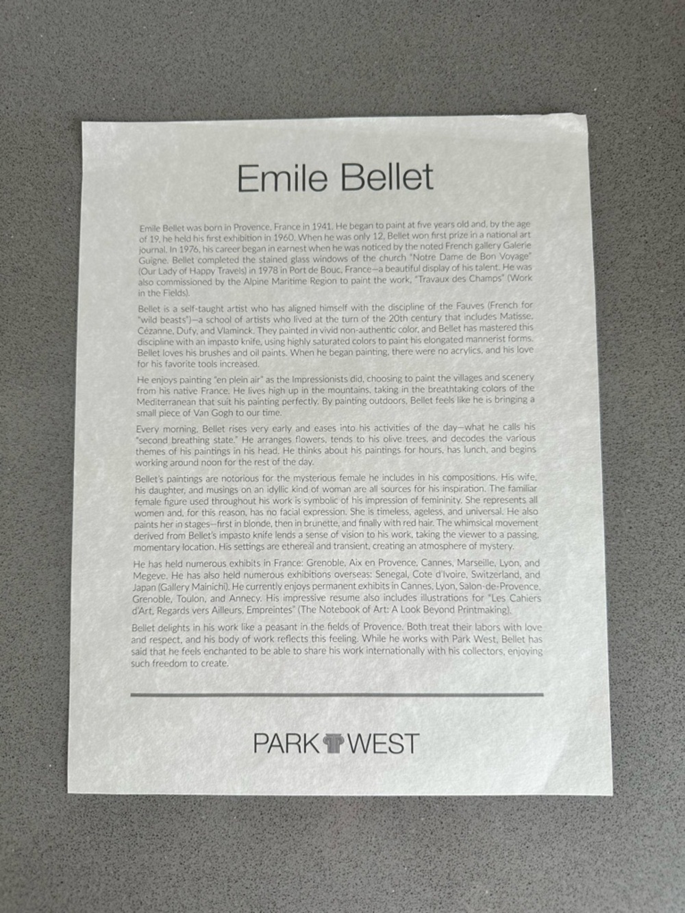 Park West Emilie Bellet "Dans la Maturite des Bles" 10x10 Lithograph print COA - Picture 6 of 14